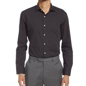Nordstrom Tech-Smart Extra Trim Fit Black Dress‎ Shirt Size L